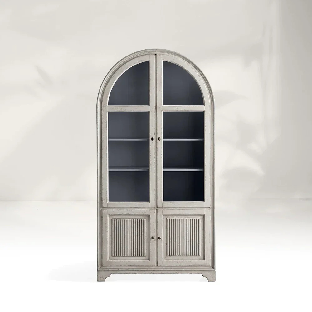 Armoire en verre à arc de sérénité de chêne blanc