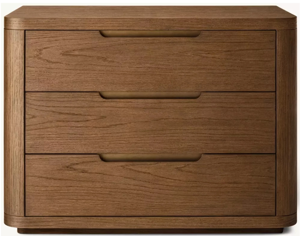 Table de chevet en bois massif &agrave; bords arrondis