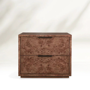 Table de nuit en bois de Burl de luxe et en cuir