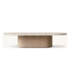 Table basse sur pied en bois et pierre naturelle, livraison gratuite