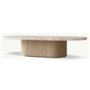 Table basse sur pied en bois et pierre naturelle, livraison gratuite