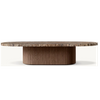 Table basse sur pied en bois et pierre naturelle, livraison gratuite