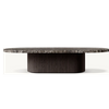 Table basse sur pied en bois et pierre naturelle, livraison gratuite